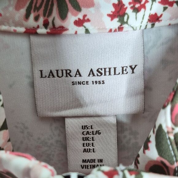 Laura Ashley Floral Print Half Zip Athletic Top Size Large - Picture 5 of 8
